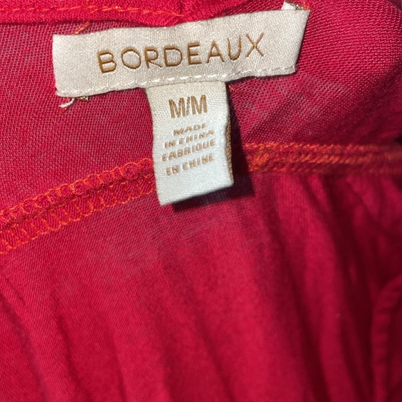 Lot of 2 Bordeaux 3/4 Sleeve V Neck Tops with ties- 1 Red and 1 White & Gray. - Picture 6 of 7